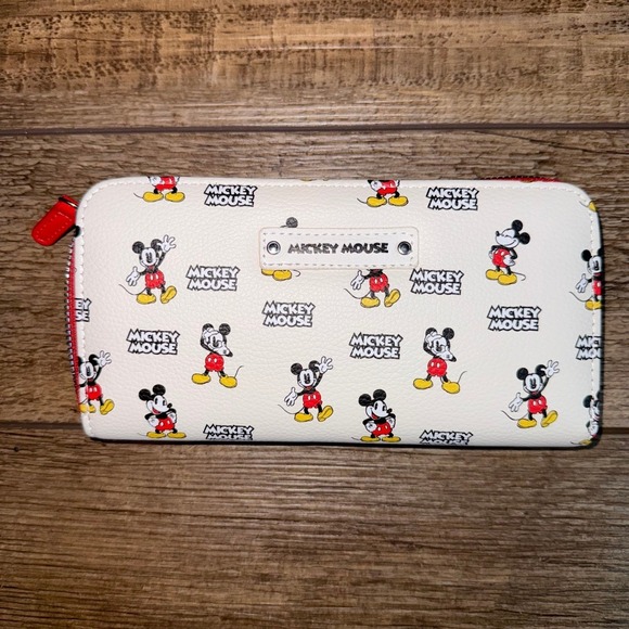 Disney Handbags - Disney Mickey Mouse Zip Around Wristlet Wallet White Red All Over Print Logo